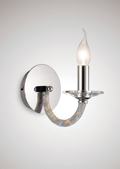 Diyas Elena Wall Light Switched 1 Light E14 Polished Chrome/Crystal