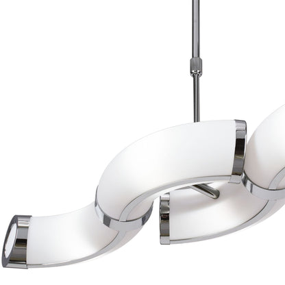Mantra Guss GU10 Guss Rectangular Pendant Convertible To Semi Flush 2 Arm GU10 4 Light L1/SGU10 Bar, Polished Chrome/White Acrylic, CFL Lamps INCLUDED