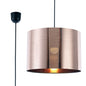 Deco Dako Black Pendant 1 Light E27 with 350 x 250mm Metallic Copper Finish Cylinder Shade, c/w Ceiling Bracket