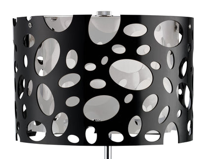 Mantra Lupin Table Lamp 1 Light E27, Gloss Black/White Acrylic/Polished Chrome, CFL Lamps INCLUDED