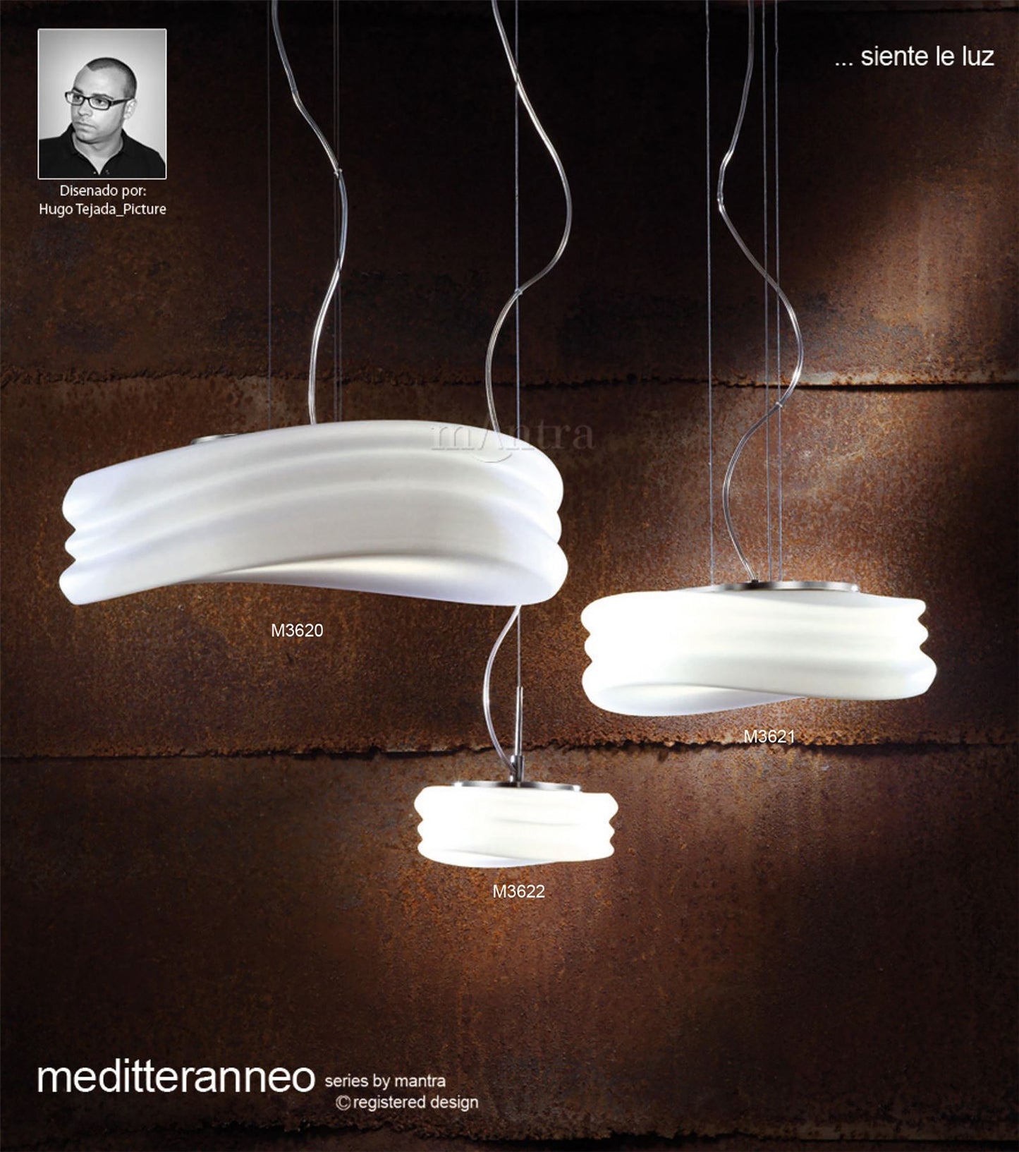 Mantra M3620 Mediterraneo Pendant 3 Light E27 Large, Polished Chrome/Frosted White Glass