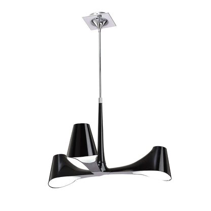 Mantra Ora 70cm Telescopic Convertible To Semi Flush 3 Light E27, Gloss Black/White Acrylic/Polished Chrome, CFL Lamps INCLUDED