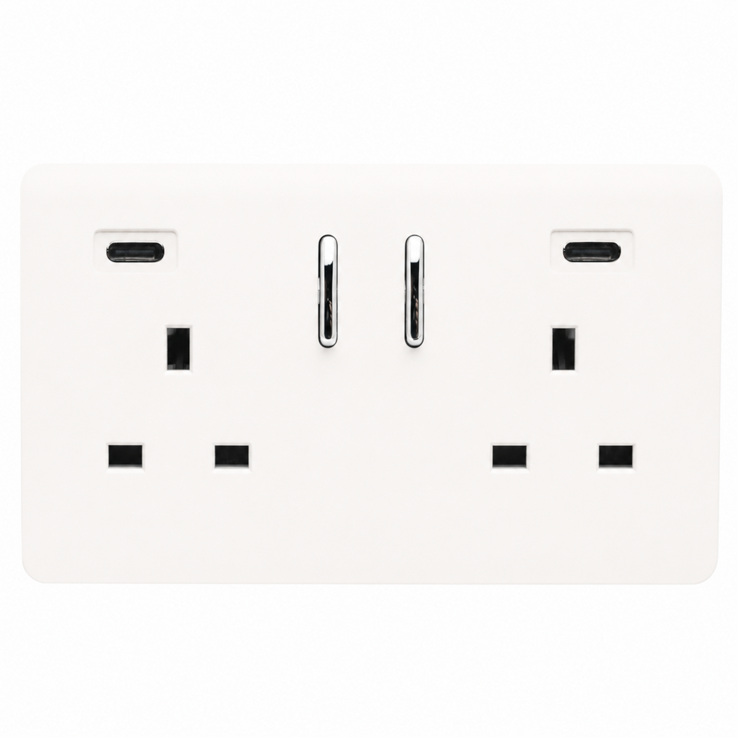 Trendi Switch 2 Gang USB 45W Type C USB Plug Socket in Matt White