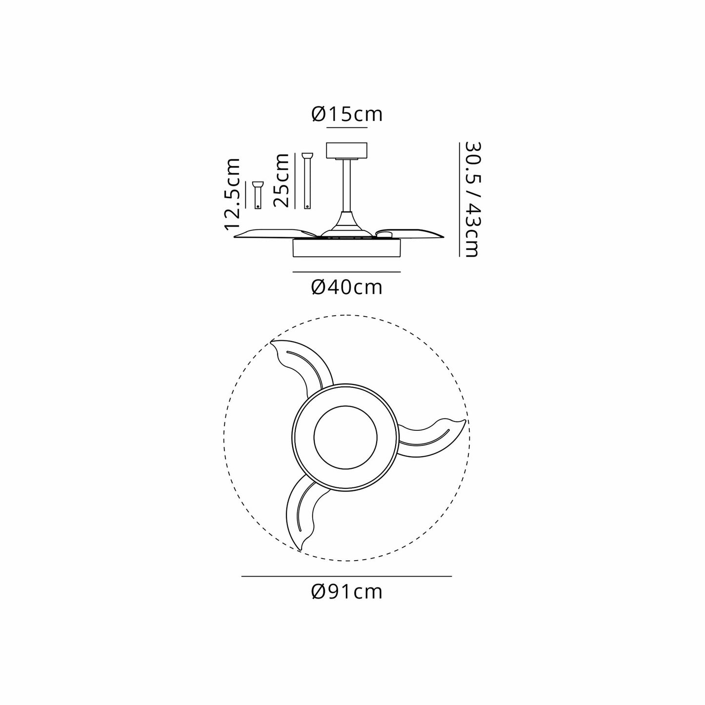 Niseko Fan S 40cm 45W LED Dimmable Ceiling Light With Built-In 25W DC Fan, 2700-5000K Remote Control, 5000lm, Wood, 5yrs Warranty