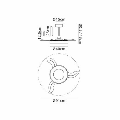 Niseko Fan S 40cm 45W LED Dimmable Ceiling Light With Built-In 25W DC Fan, 2700-5000K Remote Control, 5000lm, Wood, 5yrs Warranty