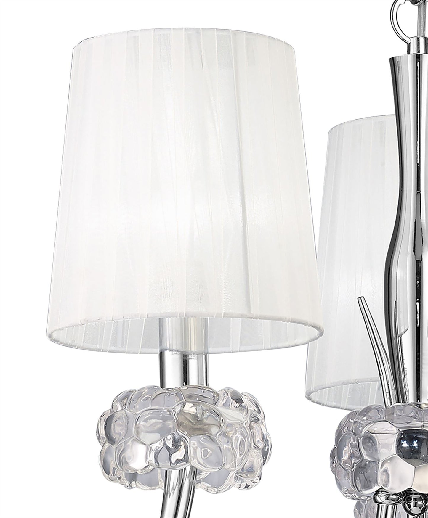Mantra M4633 Loewe Pendant 3 Light E14, Polished Chrome with White Shades