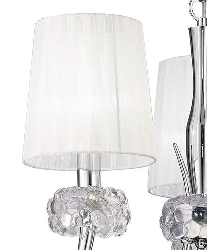 Mantra M4633 Loewe Pendant 3 Light E14, Polished Chrome with White Shades