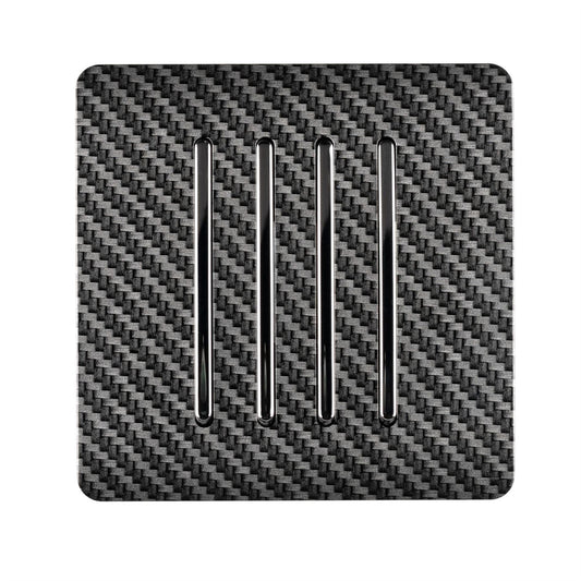Trendi Switch 4 Gang 1 or 2 way Rocker Modern Designer Light Switch in Carbon Fibre