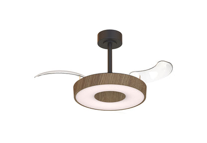 Coin Fan Mini Smart 40cm 36W LED Dimmable Ceiling With Built-In 25W DC Fan, 3000-5000K Remote, APP, Alexa & Google Voice Control, 5710lm, Walnut/Black