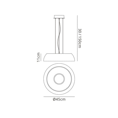 Mantra M4841 Argenta Pendant Small 18W LED 3000K, 1800lm, Matt Black/Silver/White Acrylic, 3yrs Warranty