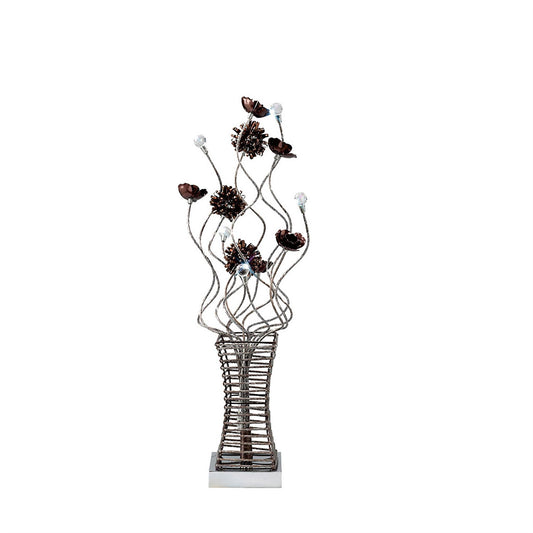 Diyas Home Majella Aluminium (DH) Majella Crystal Table Lamp 4 Light G4 Polished Chrome/Coffee, NOT LED/CFL Compatible