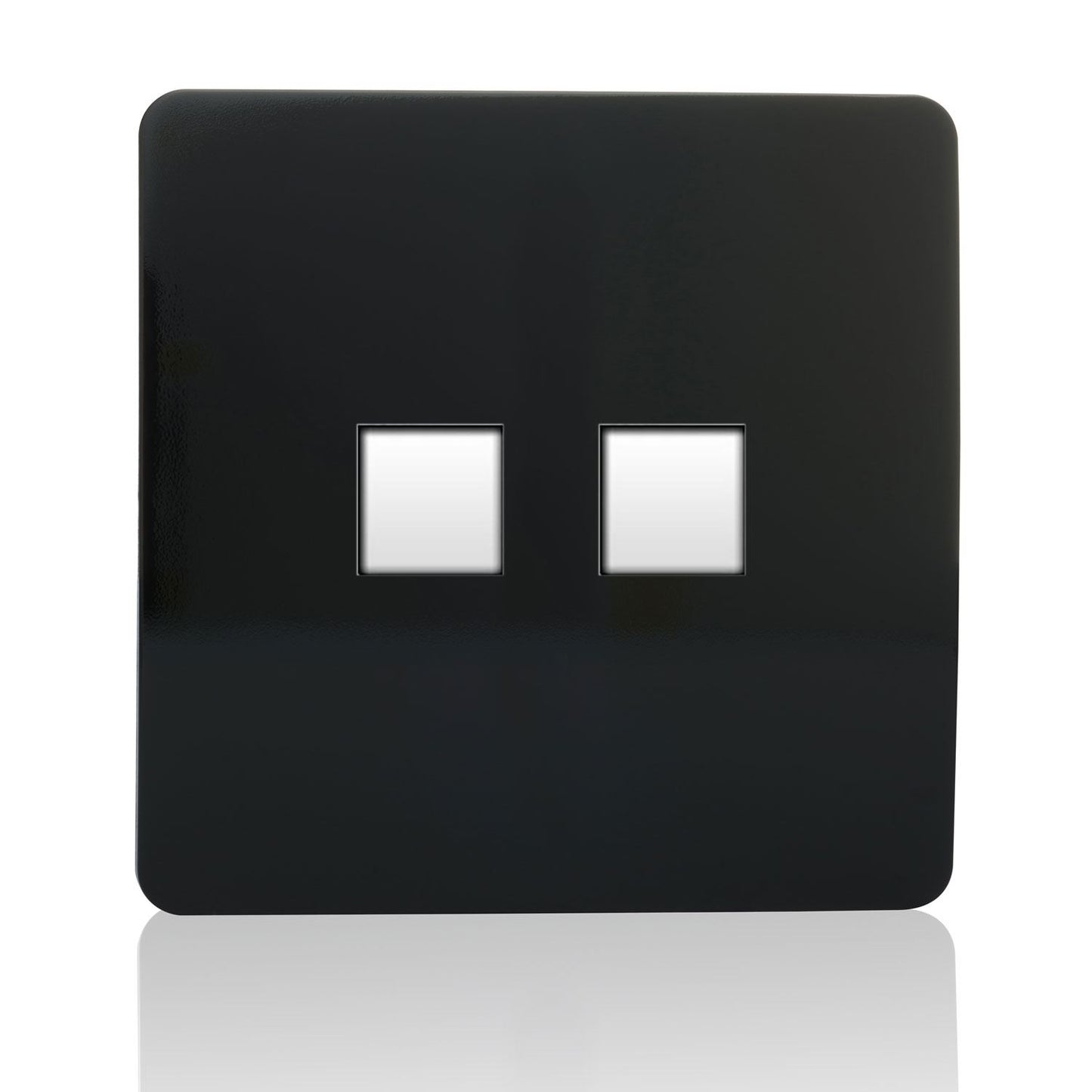 Trendi Artistic Modern Glossy Tactile 2 Gang Telephone Socket Black ART-2TLPBL