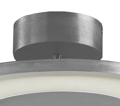 Mantra Hemisferic 36cm Ceiling 1 X 28W LED Round 3000K, 1800lm, Satin Aluminium/Frosted Acrylic, 3yrs Warranty Ceiling