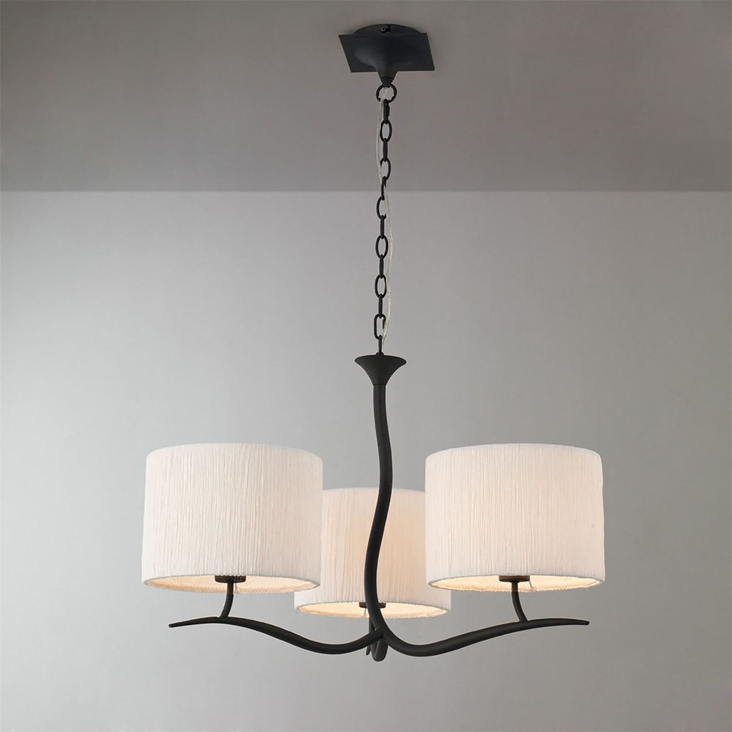 Mantra M1151 Eve Pendant 3 Light E27, Anthracite with White Round Shades