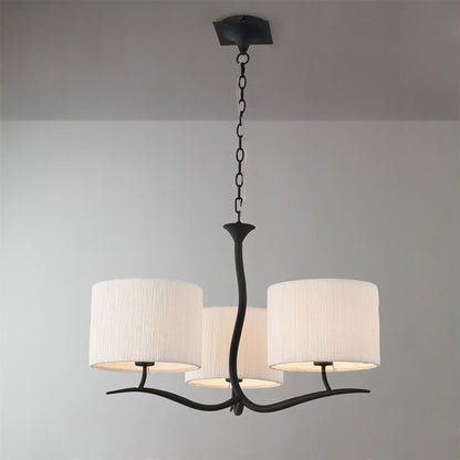 Mantra M1151 Eve Pendant 3 Light E27, Anthracite with White Round Shades