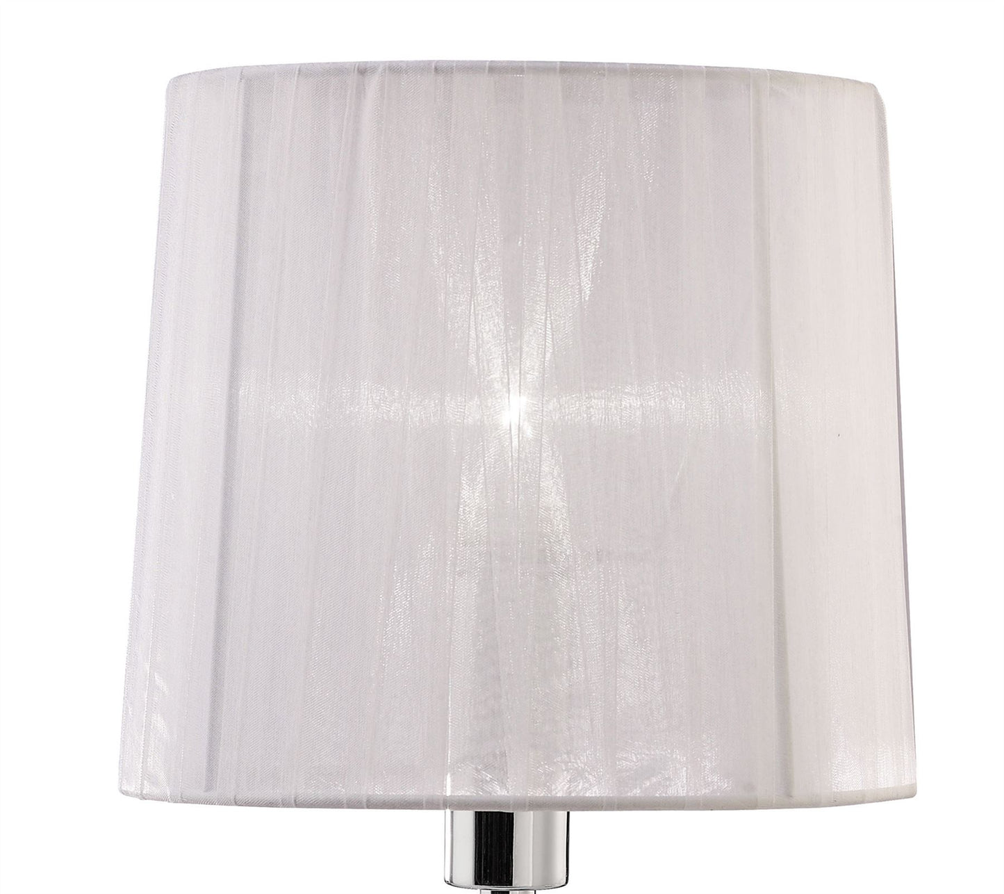 Mantra M3868 Tiffany Table Lamp 1+1 Light E14+G9, Polished Chrome with White Shade & Clear Crystal