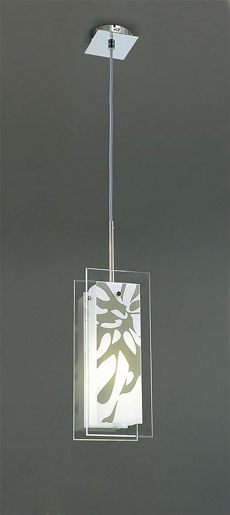Mantra Euphoria Pendant 1 Light L1/SGU10, Polished Chrome/Opal White Glass, CFL Lamps INCLUDED