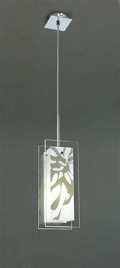 Mantra Euphoria Pendant 1 Light L1/SGU10, Polished Chrome/Opal White Glass, CFL Lamps INCLUDED