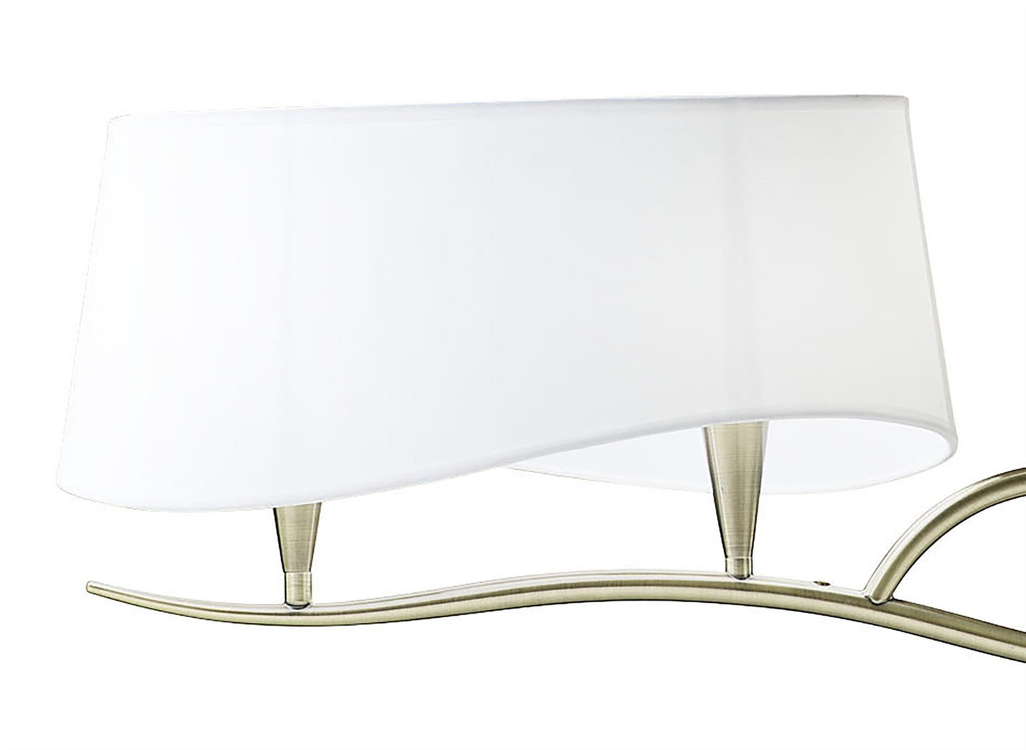 Mantra Ninette Linear Pendant 2 Arm 4 Light E14, Antique Brass with Ivory White Shades