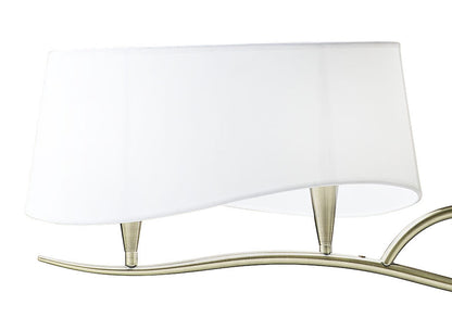 Mantra Ninette Linear Pendant 2 Arm 4 Light E14, Antique Brass with Ivory White Shades