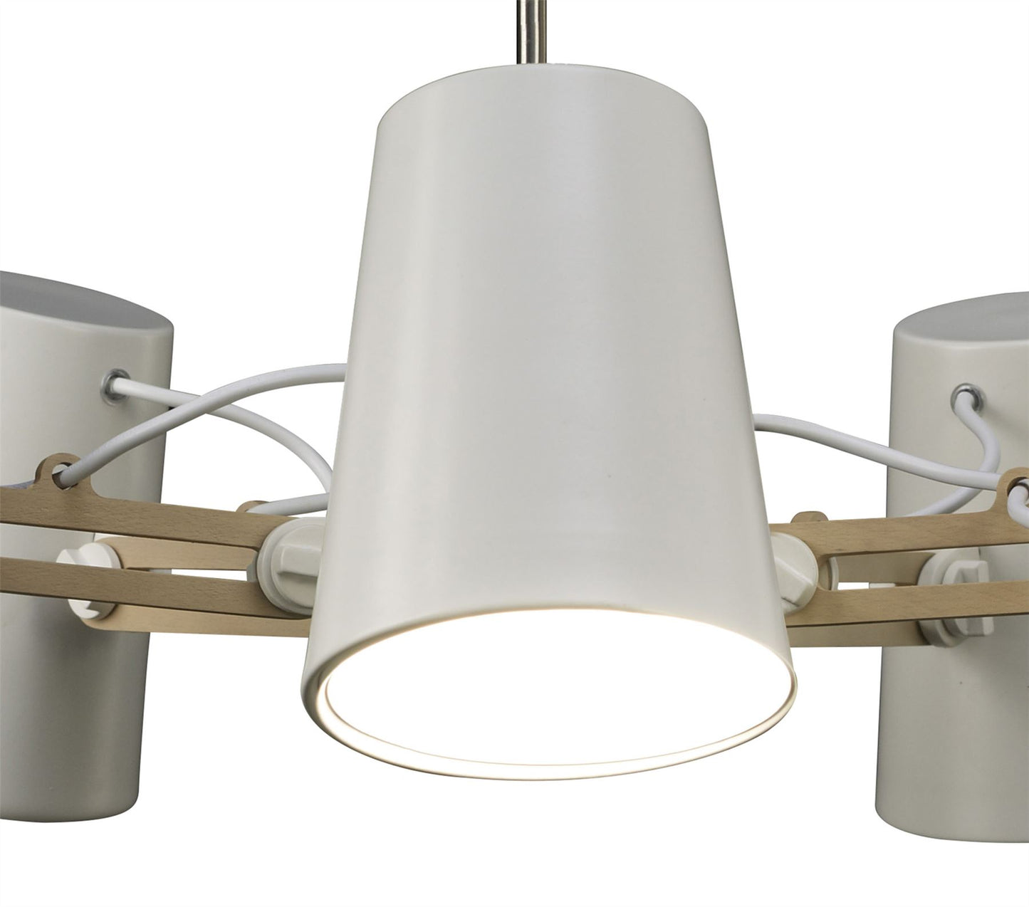 Mantra M3770 Looker Pendant 5 Light E27, Matt White/Beech