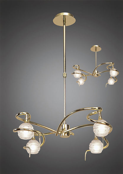 Mantra Dali 58cm Telescopic Pendant Convertible To Semi Flush 4 Light G9, Polished Brass