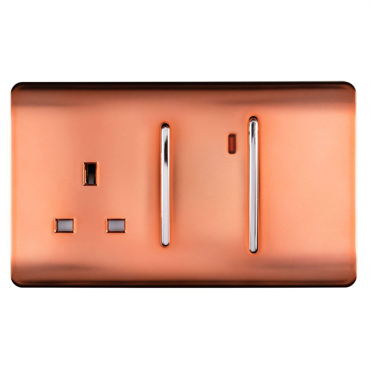 Trendi Artistic Modern Glossy 45 A Cooker Switch & Plug Socket Inc Neon Insert Copper