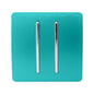 Trendi 2 Gang 3 Way Intermediate Artistic Modern Glossy 10 Amp Rocker Light Switch Bright Teal