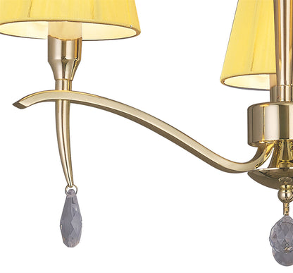 Mantra Siena 53cm Semi Flush Round 3 Light E14, Polished Brass with Amber Cream Shades and Clear Crystal