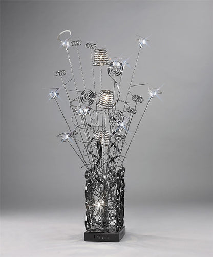 Diyas Home Koil Aluminium (DH) Koil Crystal Table Lamp 4 Light G4 Aluminium/Black, NOT LED/CFL Compatible