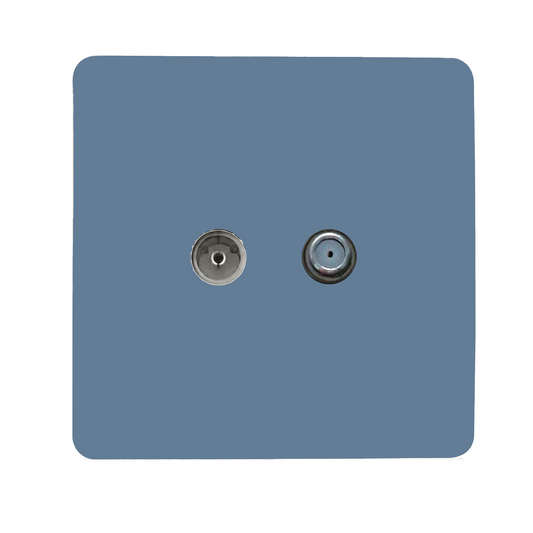 Trendi Switch Sky Blue TV Coaxial & F-Type Satellite Socket - Screwless