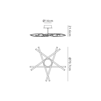 Mantra Aire LED Aire Semi Flush, 42W LED, 3000K, 3700lm, Silver/Frosted Acrylic/Polished Chrome, 3yrs Warranty Ceiling