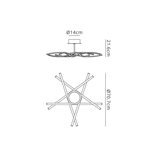 Mantra Aire LED Aire Semi Flush, 42W LED, 3000K, 3700lm, Silver/Frosted Acrylic/Polished Chrome, 3yrs Warranty Ceiling