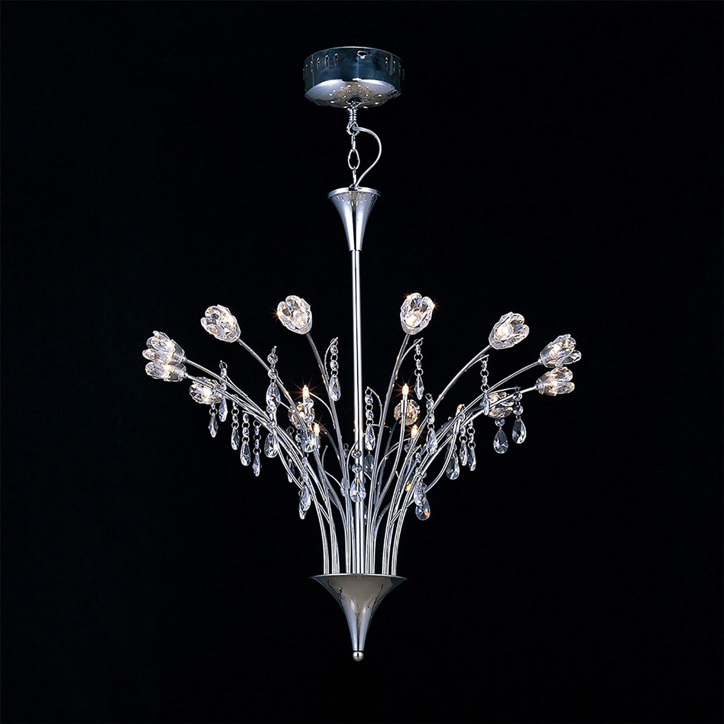 Diyas Bouquet 66cm  18 Light G4 Polished Chrome/Crystal, NOT LED/CFL Compatible Ceiling Pendant Light Fitting