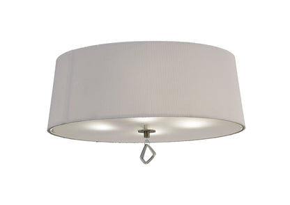 Mantra Mara 55cm Flush Ceiling 4 Light E27 Round, Antique Brass with Ivory White Shade