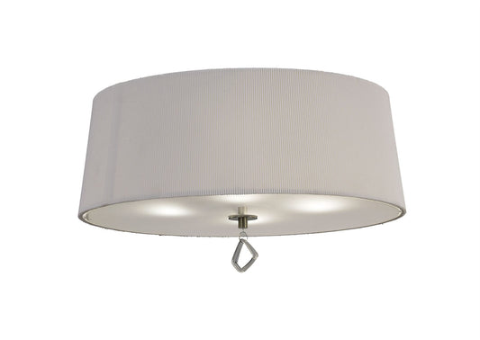 Mantra Mara 55cm Flush Ceiling 4 Light E27 Round, Antique Brass with Ivory White Shade