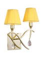 Mantra Siena Wall Light Switched 2 Light E14, Polished Brass with Amber Cream Shades and Clear Crystal