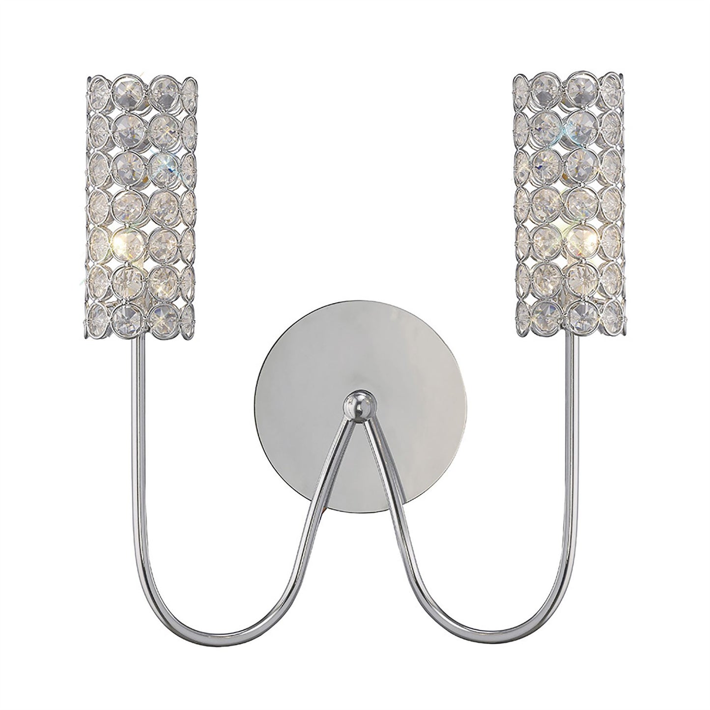 Diyas Martina Wall Light 2 Light G4 Polished Chrome/Crystal, NOT LED/CFL Compatible