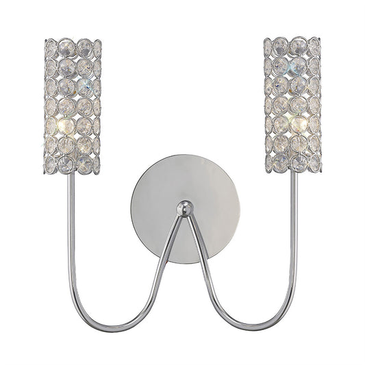 Diyas Martina Wall Light 2 Light G4 Polished Chrome/Crystal, NOT LED/CFL Compatible