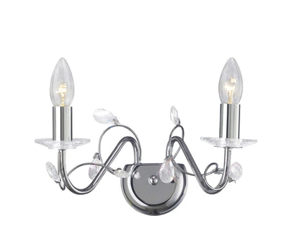 Diyas Willow Wall Light WITHOUT SHADE 2 Light E14 Polished Chrome/Crystal