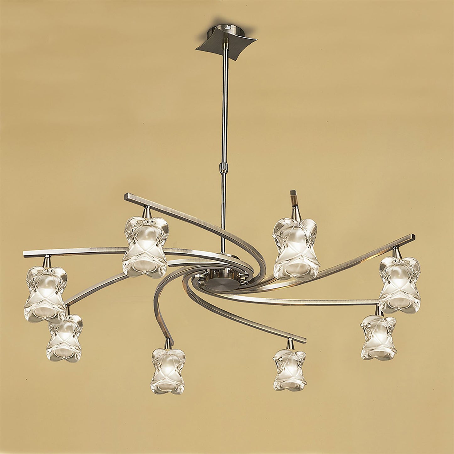 Mantra Rosa 82cm Del Desierto Telescopic Pendant 8 Light G9, Antique Brass