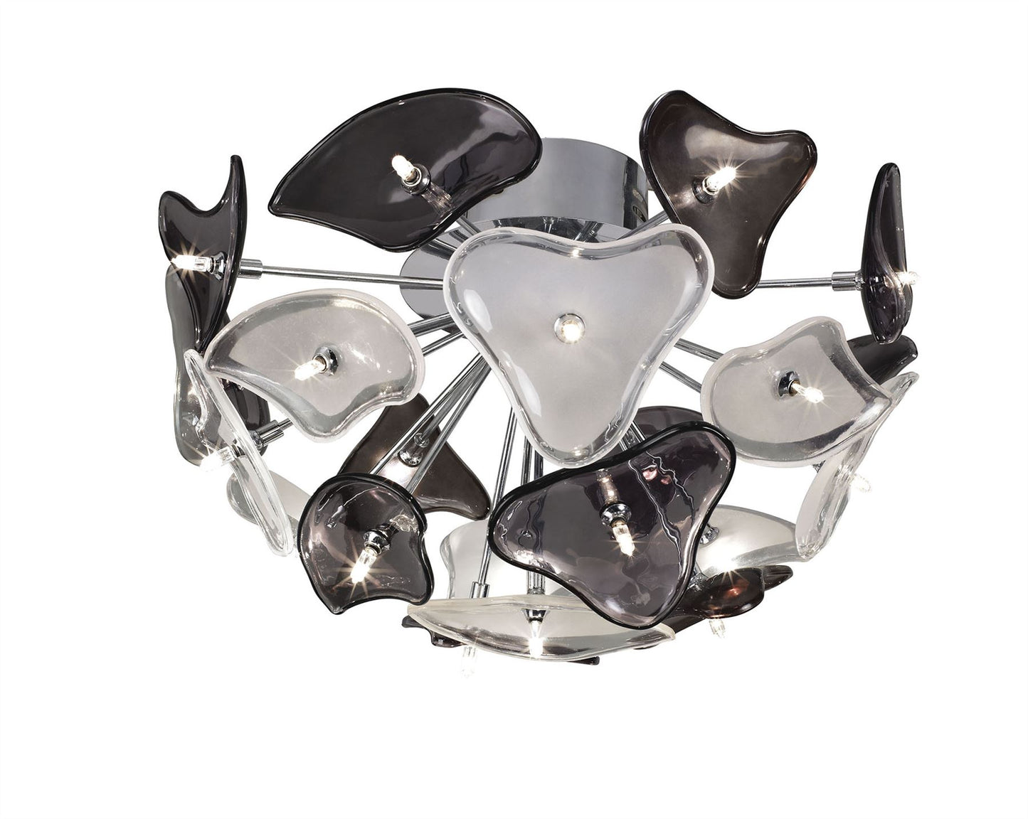 Mantra Otto 46cm Ceiling 21 Light G4, Polished Chrome/Frosted Glass/Black Glass, NOT LED/CFL Compatible