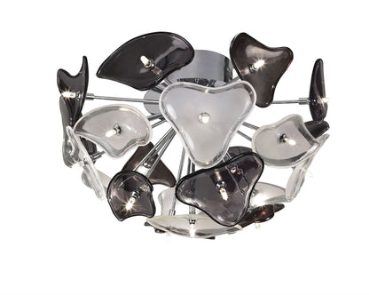 Mantra Otto 46cm Ceiling 21 Light G4, Polished Chrome/Frosted Glass/Black Glass, NOT LED/CFL Compatible
