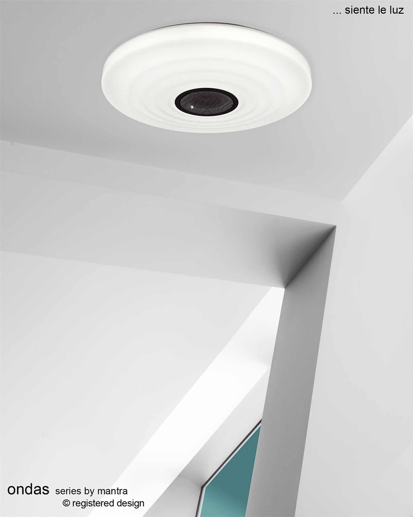 Mantra Fusion Fusion M5878 Ondas 60W LED Tunable White 3000K-6000K 4200lm, Dimmable Flush Ceiling Light with Built In 10W Speaker, Bluetooth Connection/Remote Control