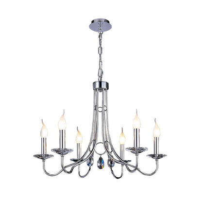 Diyas Danya 67cm  Round 6 Light E14 Polished Chrome/Crystal Ceiling Pendant Light Fitting