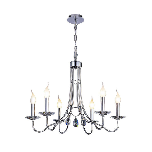 Diyas Danya 67cm  Round 6 Light E14 Polished Chrome/Crystal Ceiling Pendant Light Fitting