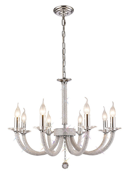 Diyas Elena 70cm  8 Light E14 Polished Chrome/Crystal Ceiling Pendant Light Fitting