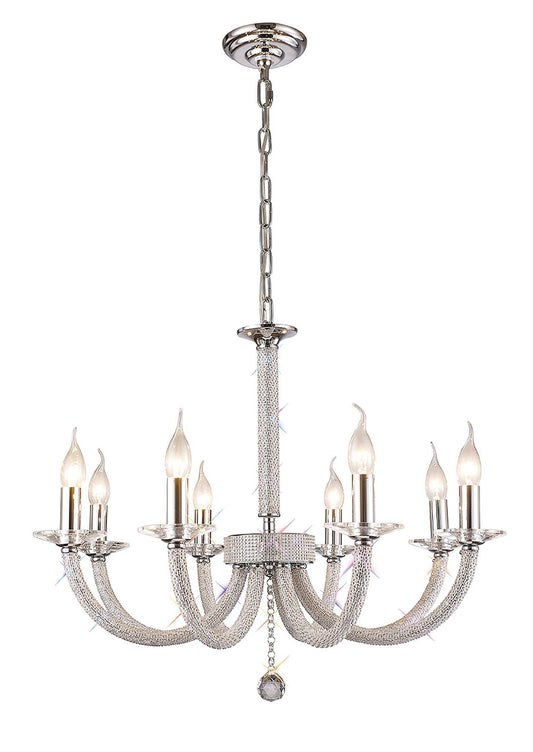 Diyas Elena 70cm  8 Light E14 Polished Chrome/Crystal Ceiling Pendant Light Fitting