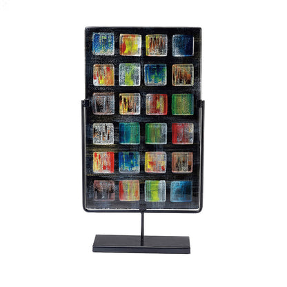 Diyas Home (DH) Orion Rectangular Glass Art Panel with Stand Black/Multi-Colour Art