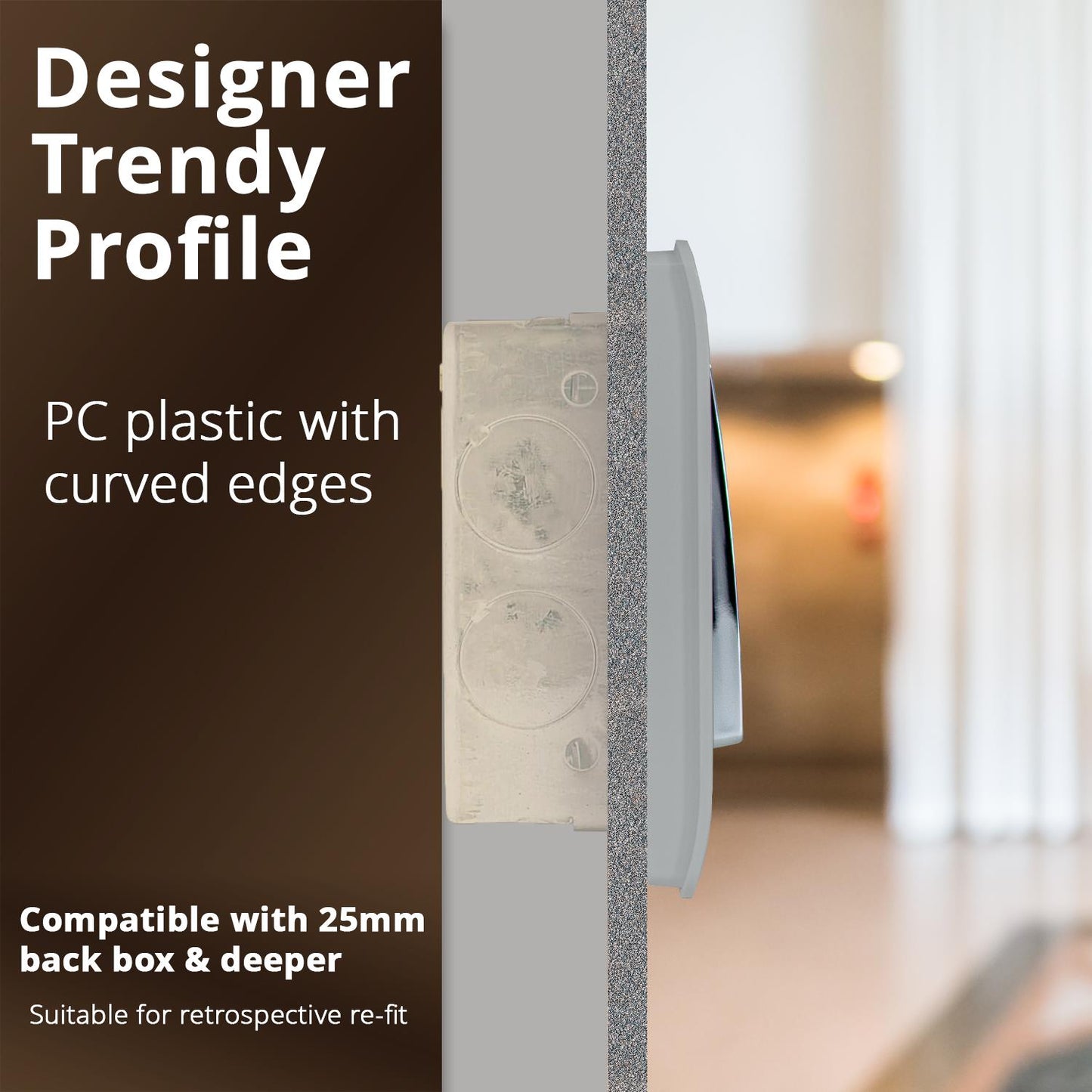 Trendi Switch 1 Gang Retractive Switch Silver